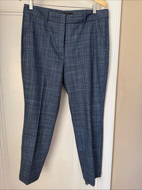 White House Black Market Navy Plaid Straight-Leg Dress Pants